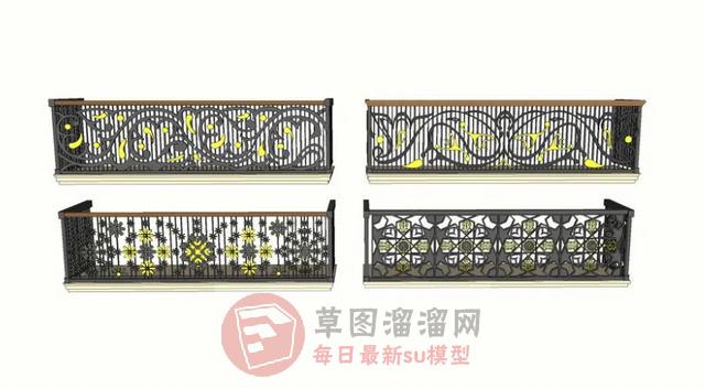 阳台铁艺栏杆SU模型