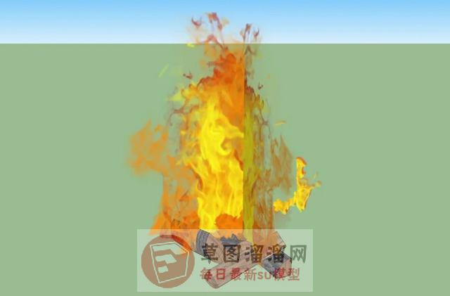 篝火火堆火柴SU模型