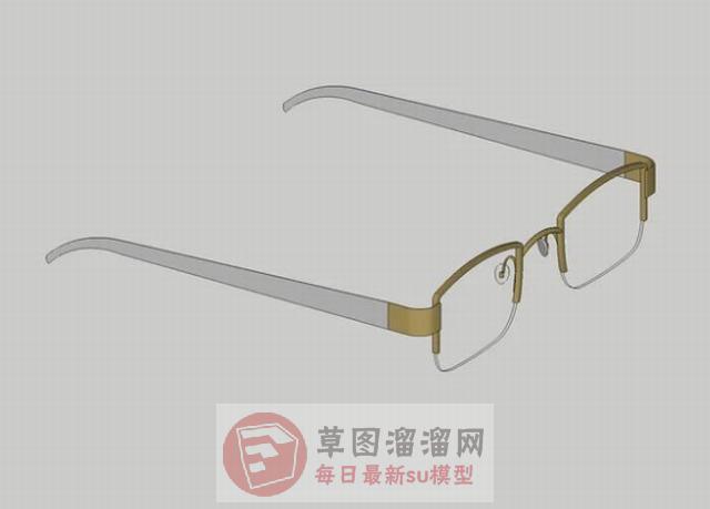 半框眼镜近视SU模型