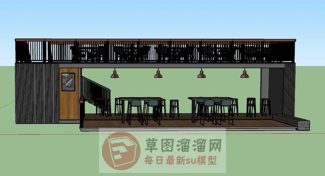 露天咖啡厅咖啡馆SU模型