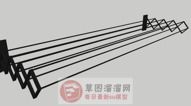 伸缩晾衣架晾衣杆SU模型
