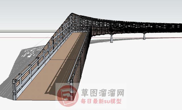 现代廊桥桥梁SU模型