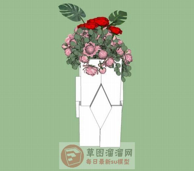 装饰花瓶墙花SU模型