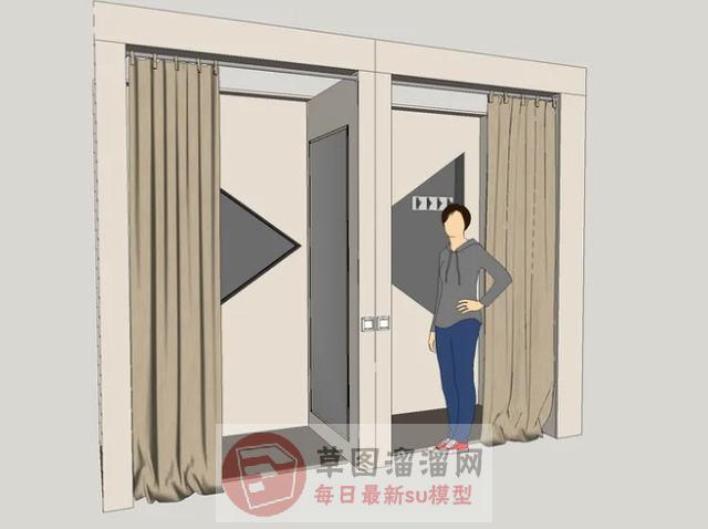 服装店更衣室更衣间SU模型
