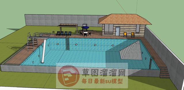 户外游泳池SU模型