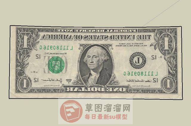美元纸钱钱SU模型