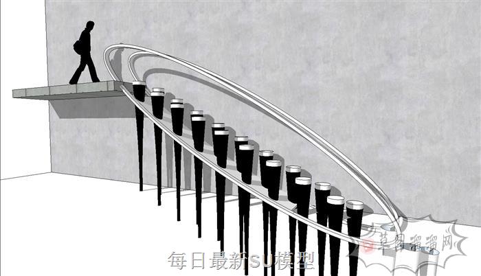 创意步梯楼梯SU模型