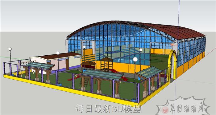 儿童活动区足球场SU模型