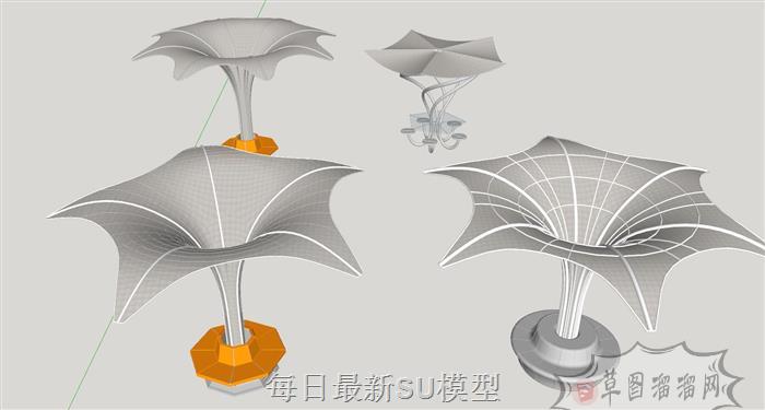 张拉膜结构景观SU模型