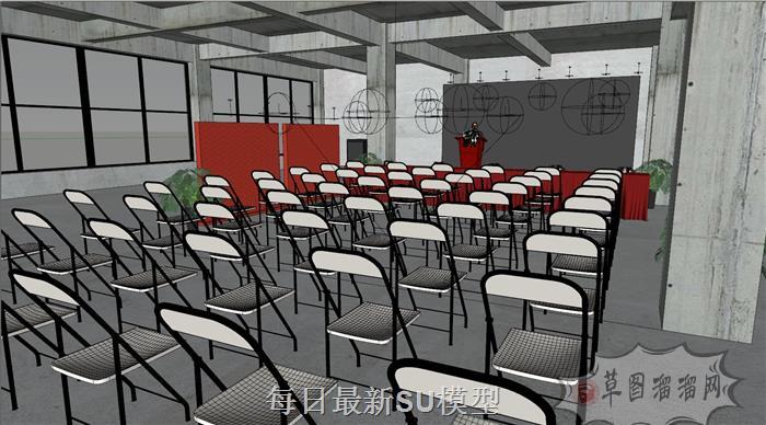 会场演讲台SU模型