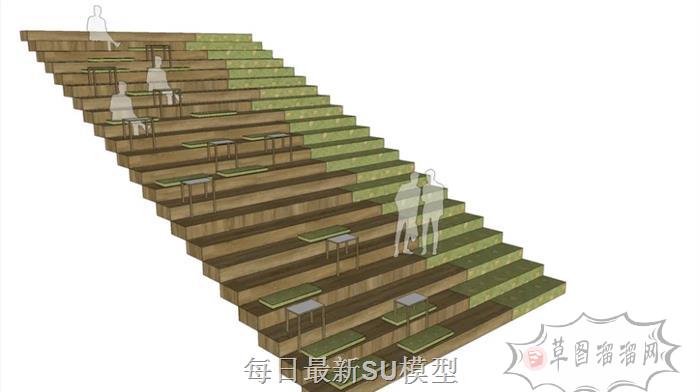 办公台阶阶梯SU模型