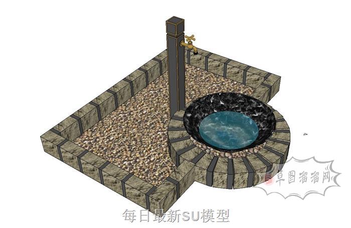 欧式庭院水池SU模型