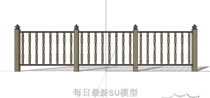 竹木栏杆SU模型
