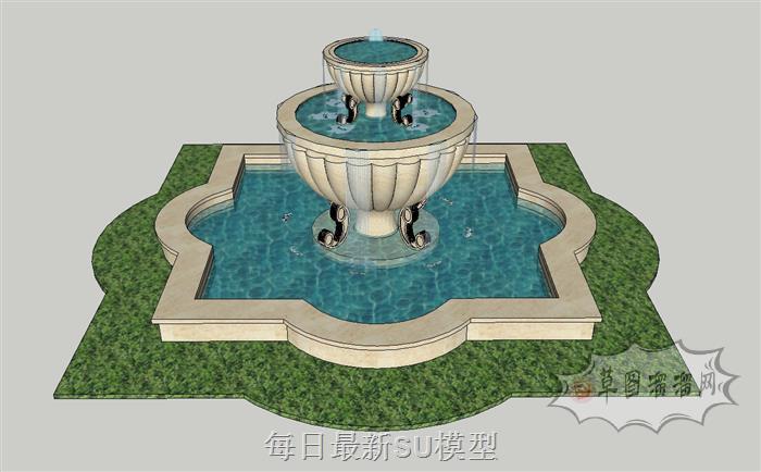 喷泉水景流水SU模型