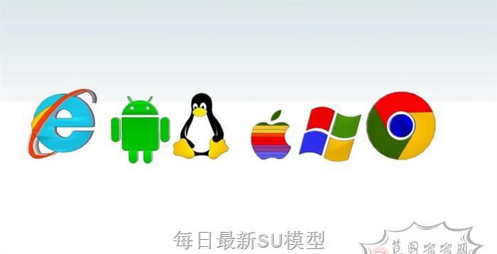 电脑LOGO图标SU模型