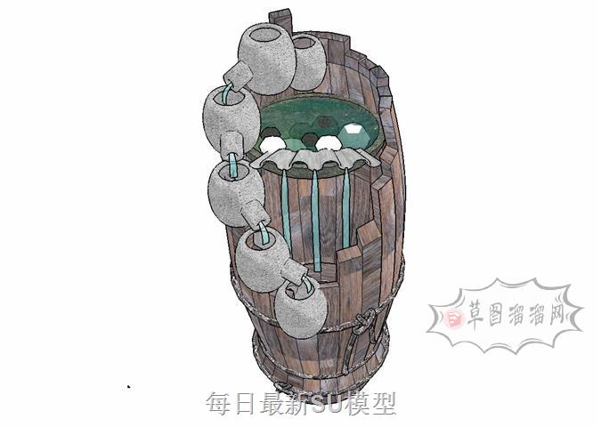 乡村水壶流水SU模型