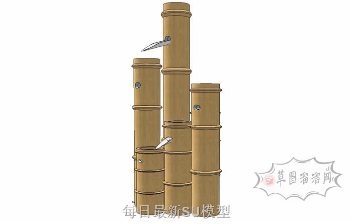 竹子景观小品SU模型