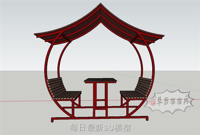 户外两人座休闲SU模型
