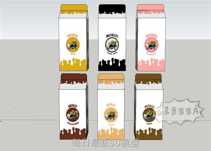 盒装牛奶酸奶SU模型