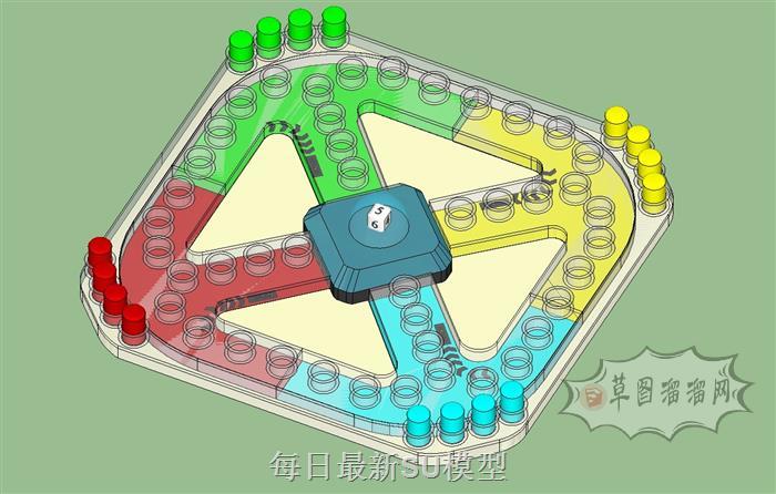 飞行棋棋盘棋SU模型