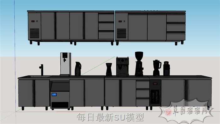 咖啡工作台SU模型