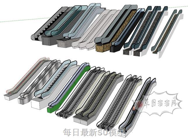 自动扶梯电梯楼梯SU模型