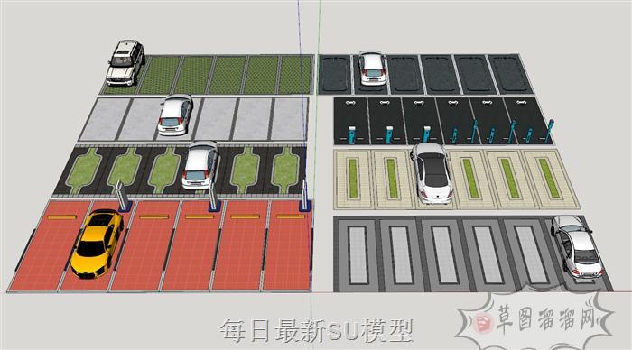 停车位停车停车场SU模型