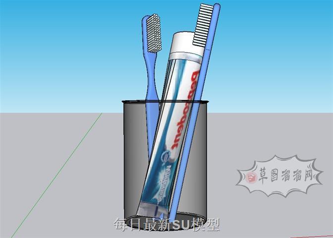 洗漱用品刷牙杯牙刷SU模型