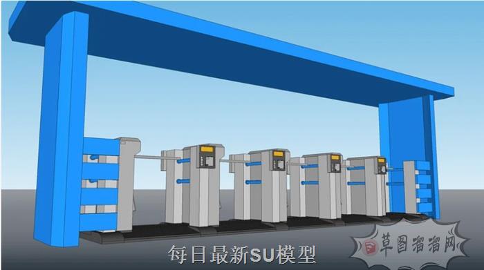 行人门禁道闸SU模型