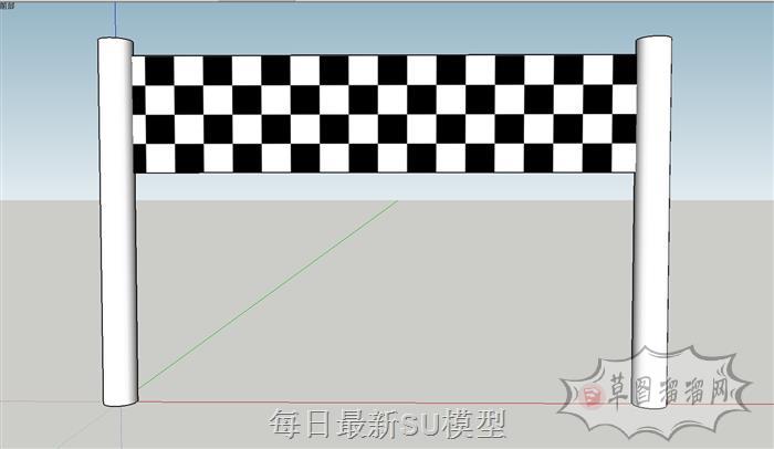 赛道终点旗SU模型
