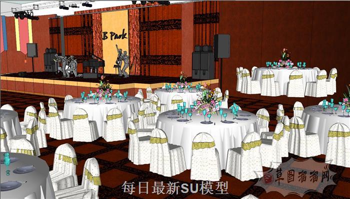 婚礼宴席会场SU模型