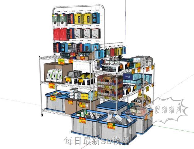 日式货物架商品架SU模型