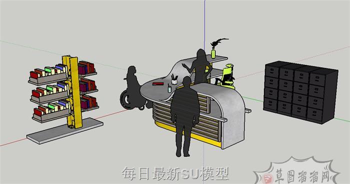 前台柜办公家具SU模型