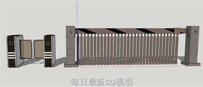 收费杆道闸SU模型