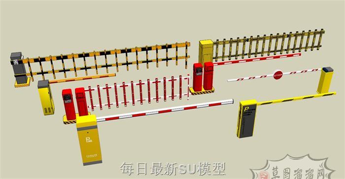 收费杆道闸SU模型