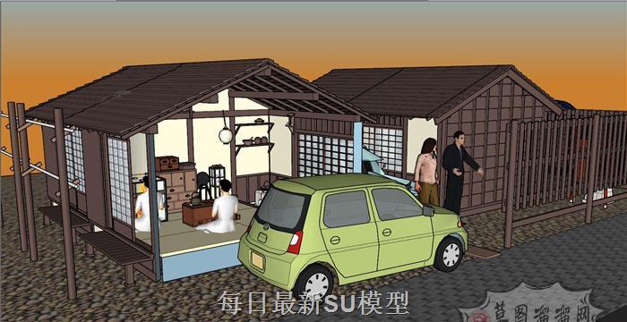 日式榻榻米茶室SU模型