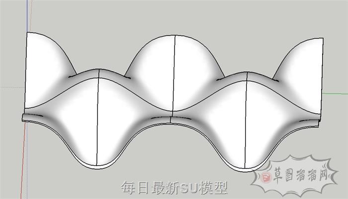 波浪形顶棚张拉膜SU模型