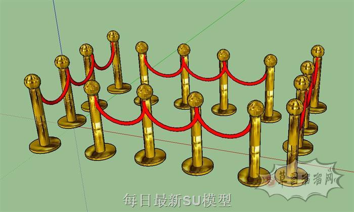 迎宾绳索礼宾杆迎宾SU模型