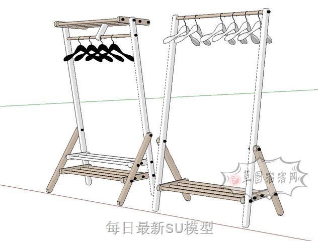 物理衣架晾衣杆SU模型