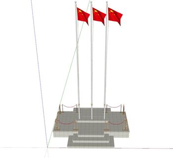 红旗升旗台五星红旗SU模型