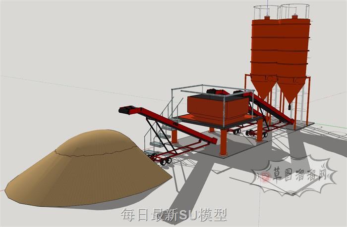 泥沙搅拌站搅拌SU模型