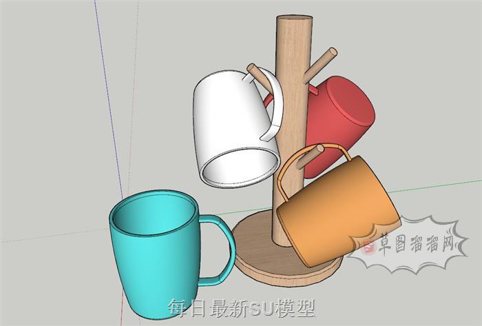 水杯奶杯茶杯架SU模型