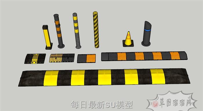 减速带栏杆SU模型