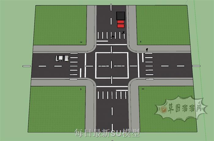 十字路口道路公路SU模型