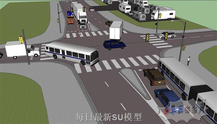 十字路口道路公路SU模型