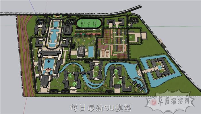 中式建筑大学SU模型