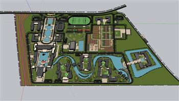 中式建筑大学SU模型