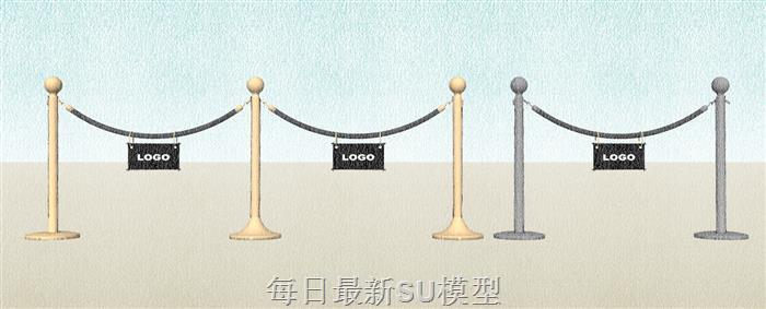 迎宾绳索礼宾杆SU模型