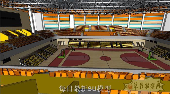 室内篮球篮球场篮球馆SU模型