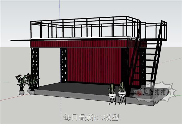 露天舞台咖啡馆SU模型